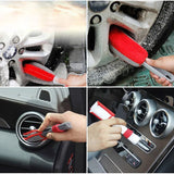 3Pcs Car Detailing Brush Set - Microfiber Vent Cleaning Brush, Soft Bristle and microfiber Tire Wheel Brushes