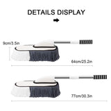 Microfiber Car Cleaning Brush Set Telescopic Long Handle Dust Removal Mop Bristles Car Wash Brush Storage Box Kits